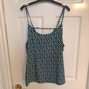 Painted Threads spaghetti strap, green and white top